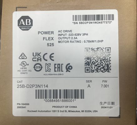 Penggerak Frekuensi yang Dapat Disesuaikan Allen-Bradley 25B-D017N114 dengan Rentang Output ± 10V 0…20 mA Kecepatan Prosesor 1.4 GHz