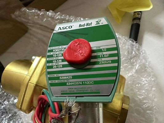 8344G074 110V Emerson ASCO Solenoid Valve 4 Way 1/2 " NPT Single Solenoid Brass Body