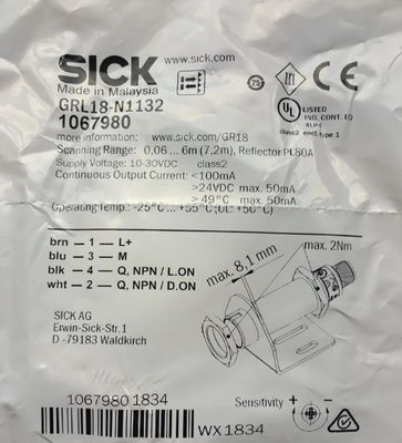 SICK GRL18-N1132 Sensor fotolistrik GR18 dengan Panjang Gelombang 650 nm