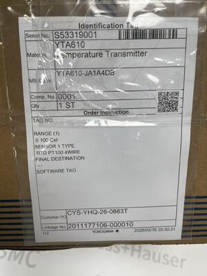 Yokogawa YTA610-JA1A4DB pemancar suhu