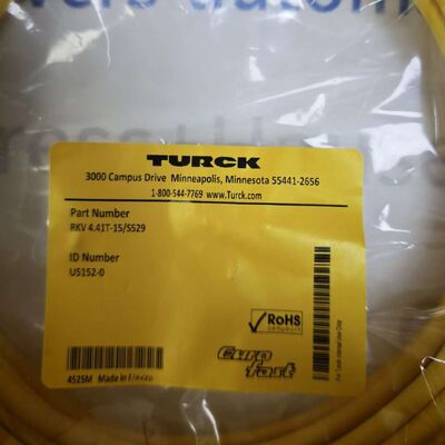 Turck RKV 4.41T-15S529 M12 Single-End Cordset. Kabel Aktuator Sensor Eurofast