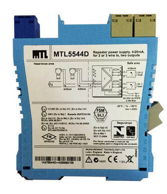 MTL5544D Sumber Daya Repeater MTL Instrumen 4/20ma Untuk 2 atau 3 Wire Transmitter Dua output