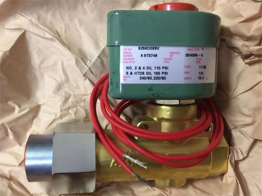8266D069V 1/2" NPT Emerson ASCO 2 Way Solenoid Valve Minyak bahan bakar 120VAC 1/4"